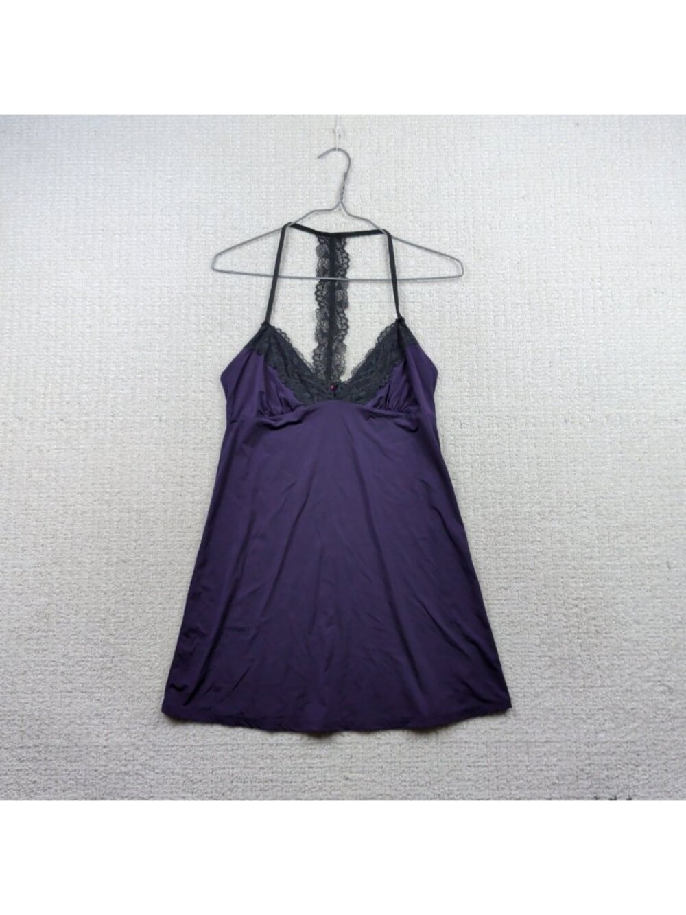 Y2K Purple Silky Lace Slip Dress Cami Top Coquette Black Lace Lingerie Read